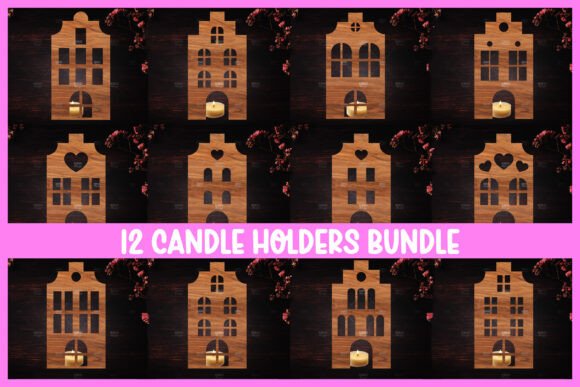 12 3D House Christmas Candle Holder: Laser Cutting Ornaments