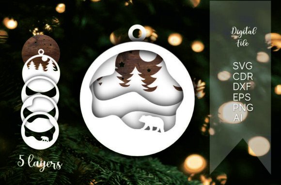 3d Bear Layered Christmas Laser Cut Graphics for Christmas Amp
