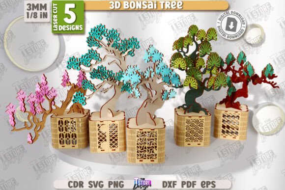 3D Bonsai Tree Laser Cut Bundle CNC: Ornaments Review