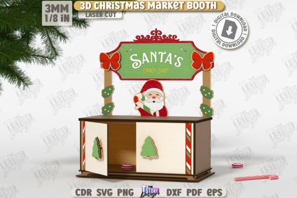 3D Christmas Market Booth Laser Cut CNC