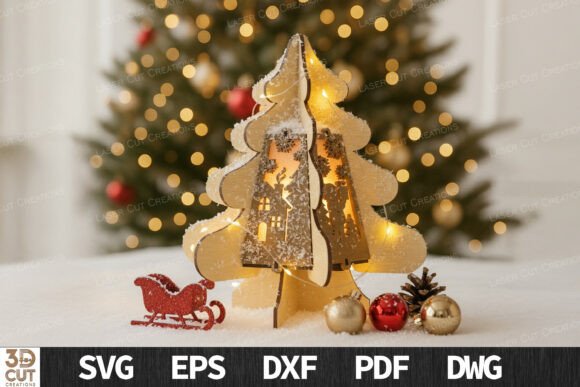 3D Christmas Tree House Lantern SVG Review