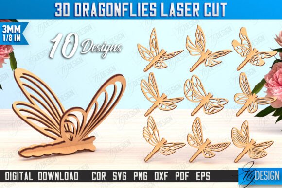 3D Dragonfly Laser Cut Bundle Summer