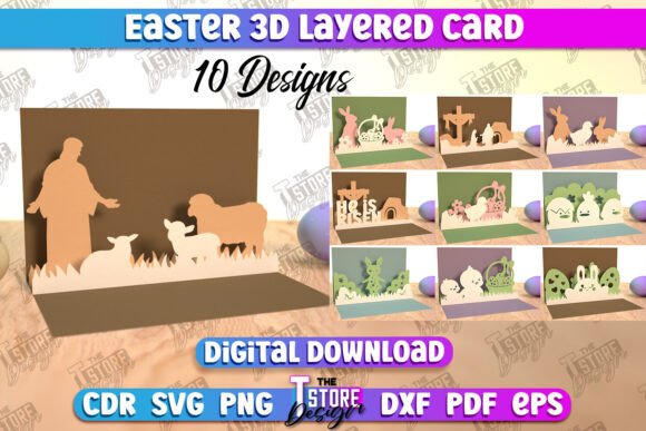 3d Easter Pop Up Card SVG Bundle for Laser Cutting and Spring Amp