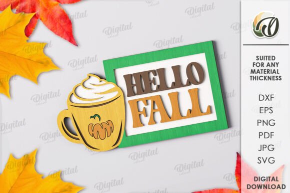 3D Fall Tiered Tray Decor Graphics and Laser Engraving