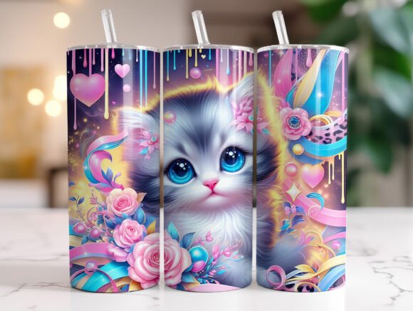 3D Floral Cat 20oz Tumbler Wrap Design Graphics and Tumbler Wraps Review
