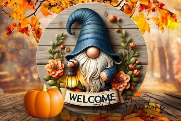 3d Gnome with Lantern Floral Sign Png Graphics and Crafts Review