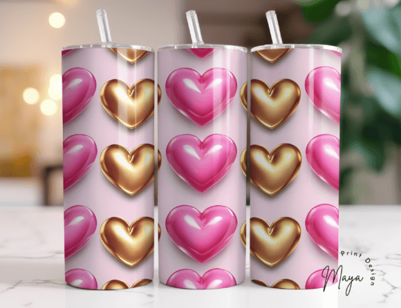 3D Hearts 20 Oz Tumbler Wrap Design: A Publisher’s Review of Graphics and Tumbler Wraps
