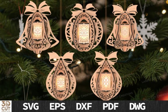 3D Lantern Ornament SVG Bundle Laser Cut
