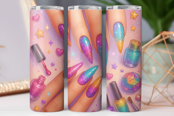 3d Nail Art Tumbler Wrap Skinny Png 20oz Graphics and Tumbler Wraps