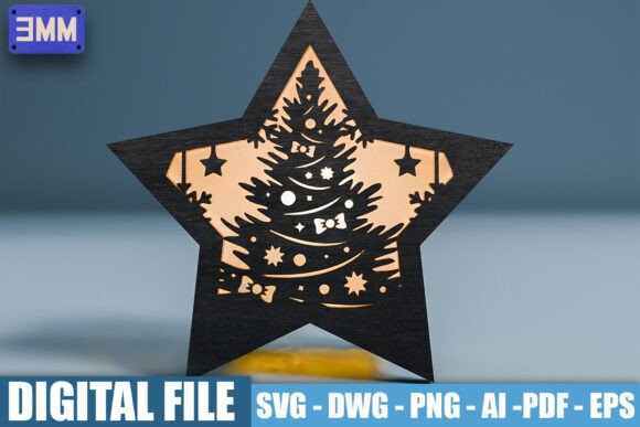 3D Star Christmas Tree Laser Cut File