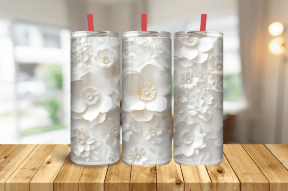 3D White Flowers 20 Oz Skinny Tumbler Graphics and Tumbler Wraps Review