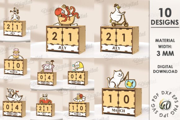 3D Wooden Desktop Calendar Lasercut