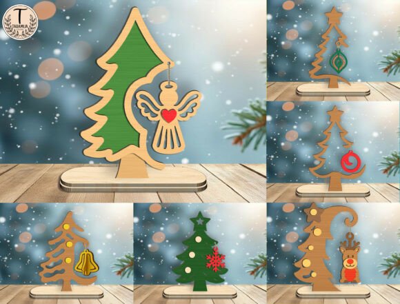 Christmas Tree Stand Decor SVG Bundle for Laser Cutting & Winter Amp