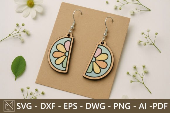 Citrus Slice Earrings SVG for Laser Cutting