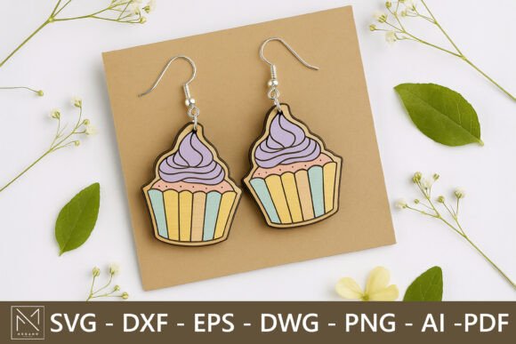 Cupcake Earrings SVG Design for Laser Cutting and Earrings