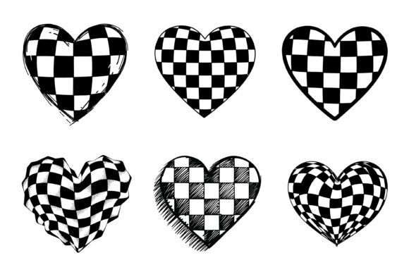 Distorted Checkerboard Heart Clipart Graphics for Crafts