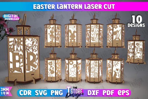 Easter Lantern Bundle 3D Shadow Lamp: Laser Cutting and Spring Amp Design