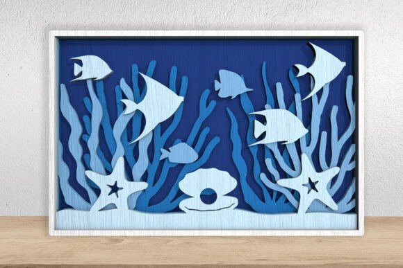 Fish Tank Home Decoration Svg Multilayer for Laser Cutting Signs