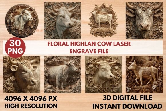 Floral Highlan Cow Laser Engrave File: Graphics and Laser Engraving Review