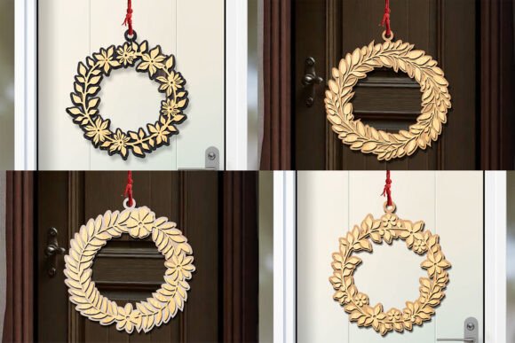 Laser Cut 3D Wreath Ornaments SVG Bundle for Holiday Branding