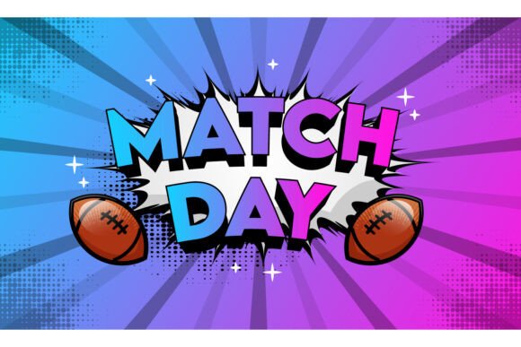 Rugby Match Day 3d Cartoon Banner and Po Graphics