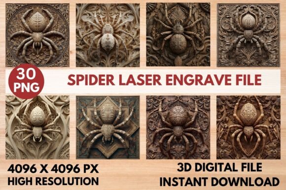 Spider Laser Engrave File Graphics for Crafting