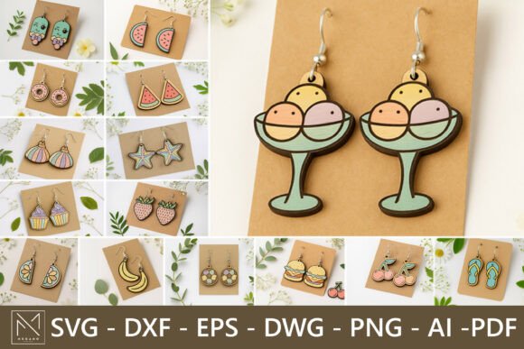 Summer Earrings SVG Bundle: Laser Cutting Earrings for Digital Publishing