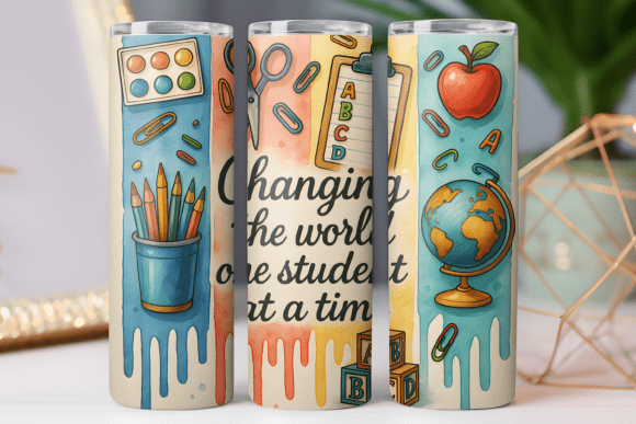 Teacher Tumbler 3d Png Wrap Skinny 20oz Graphics and Tumbler Wraps
