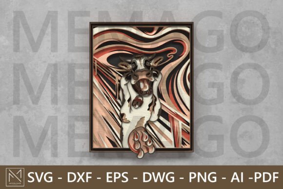 The Moo Scream, Cow Parody Art Laser Cut